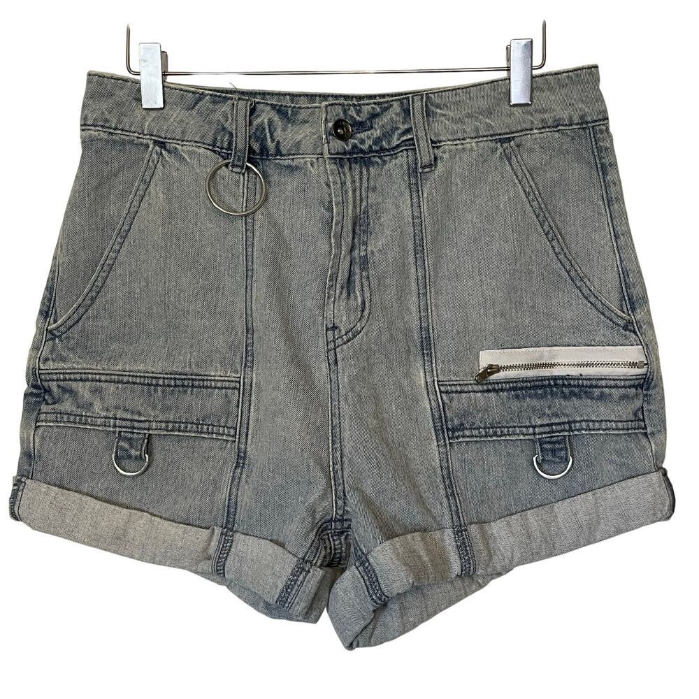 VTG Hot Topic Shorts Denim Zippers Rings 90s Y2K High Waisted‎ Mom Jeans